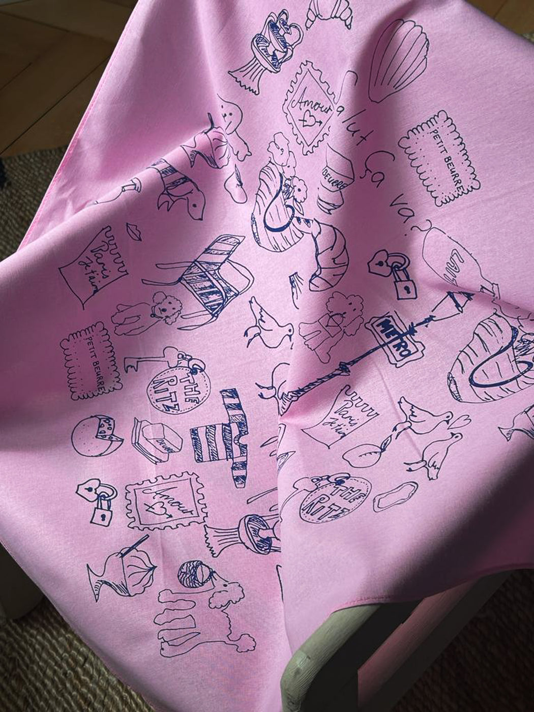 Bonjour Paris cotton bandana pink
