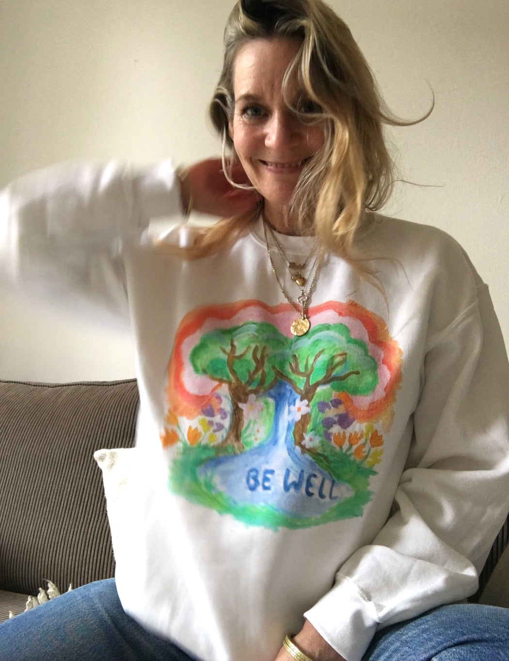 Be Well Sweatshirt - pink / white / dark heather