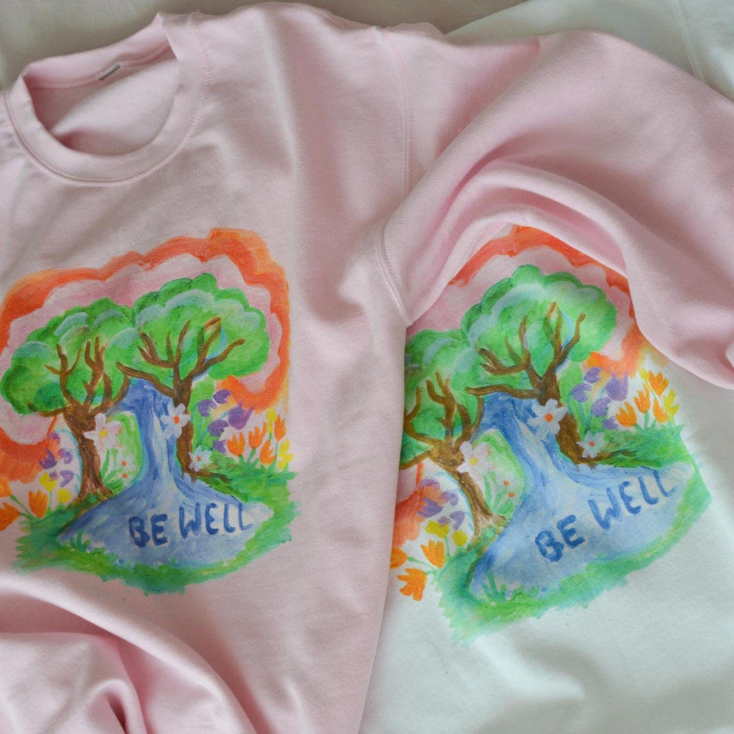 Be Well Sweatshirt - pink / white / dark heather