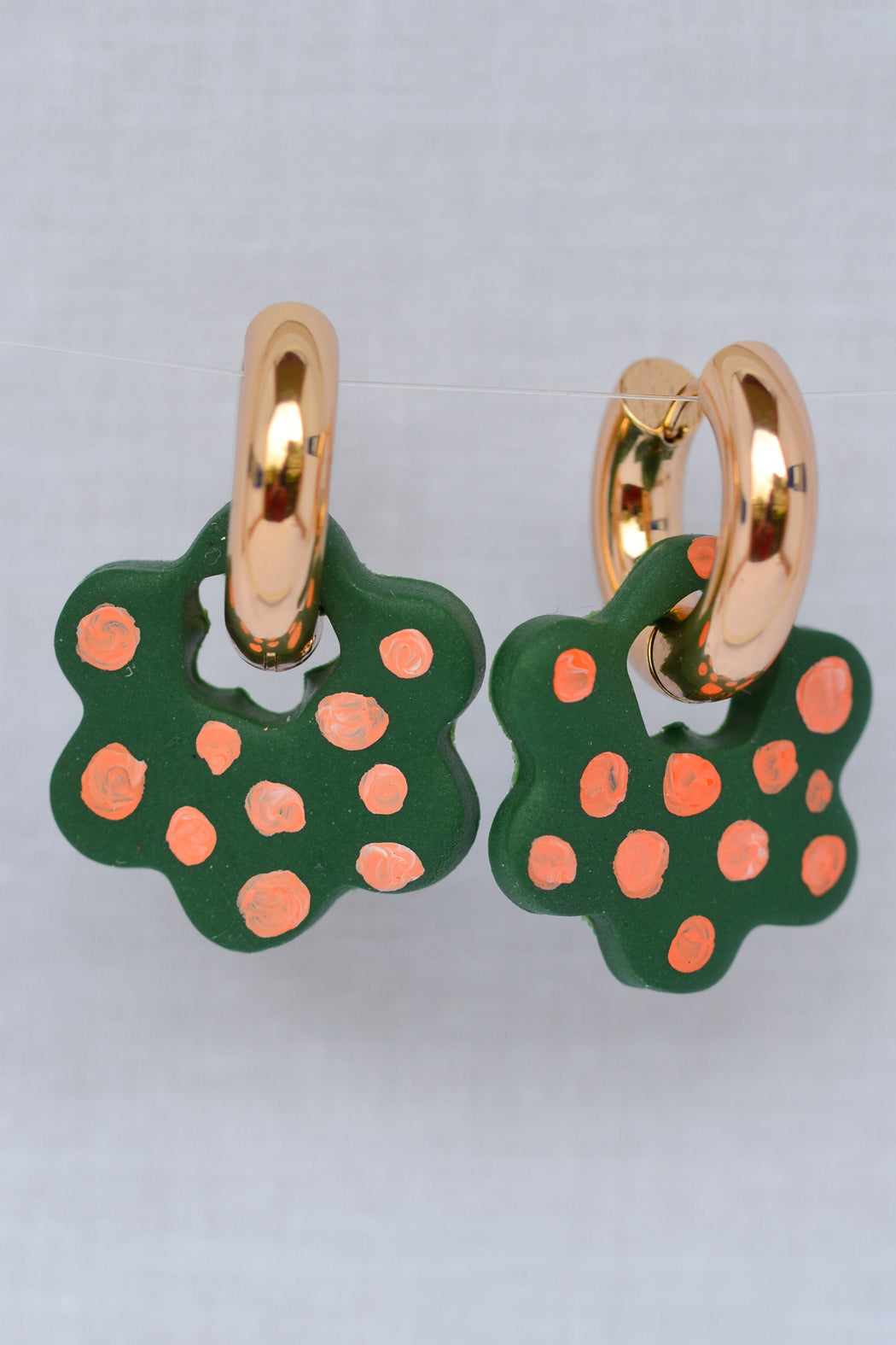 Bloom earrings - orange dots
