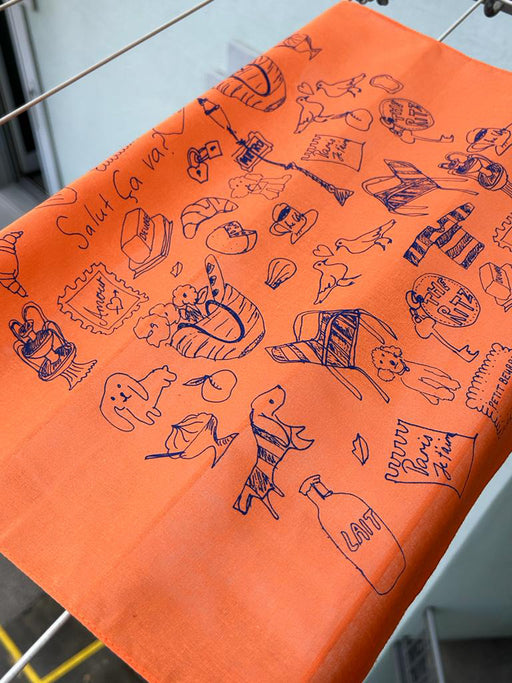 Bonjour Paris cotton bandana orange