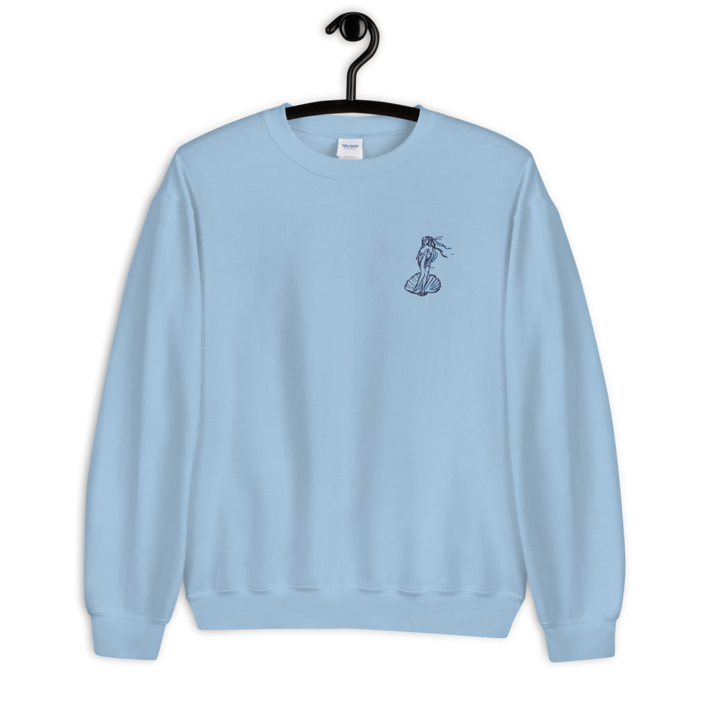 【THE MUSEUM VISITOR】LOVE ART NATURE SWEATSHIRTS LIGHT BLUE Venus Sweatshirt with embroidery- light blue — Family Affairs